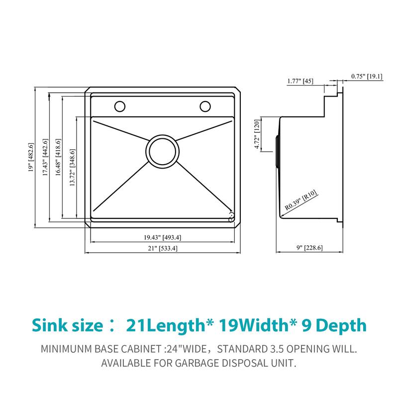 Undermount 16 Gauge Single Bowl Stainless Steel Kitchen Sink in Brushed Nickel