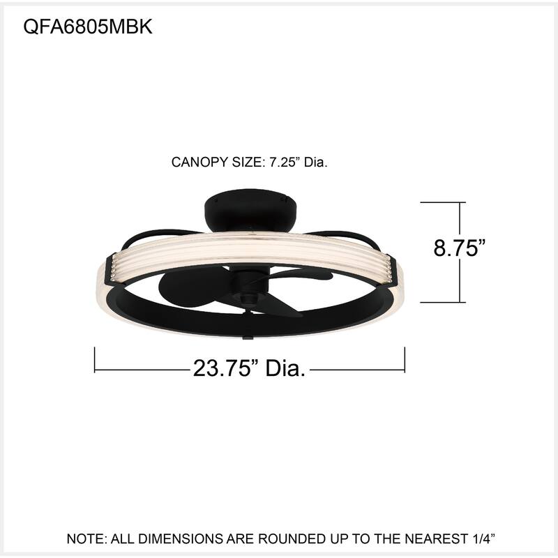 Elrod Integrated LED Matte Black Ceiling Fan Light