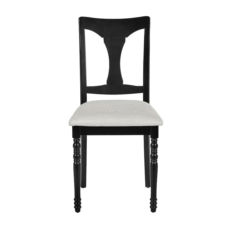 Farmhouse Linen Upholstered Dining Chairs Set of 6 with Solid Wood Legs