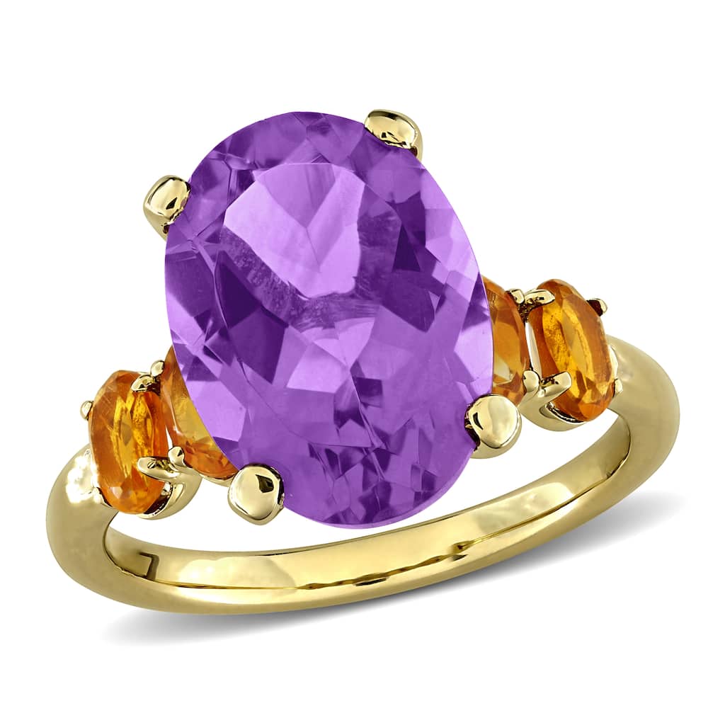 Miadora 5 7/8ct TGW Amethsyt and Citrine Ring in Yellow Plated Sterling Silver