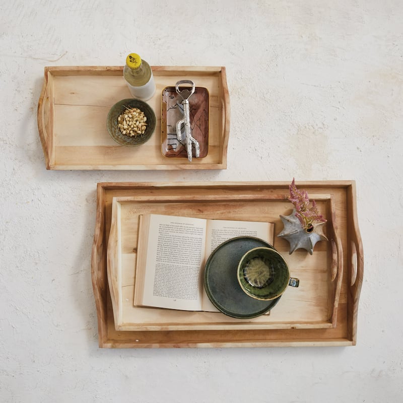 Acacia Wood Trays with Handles