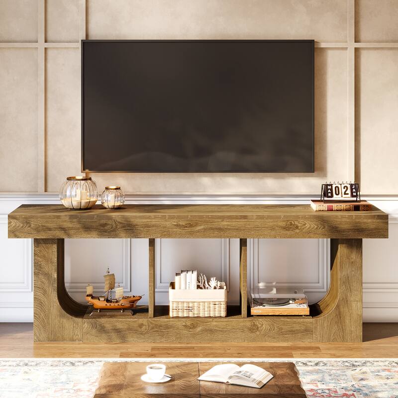 Wood TV Stand for 70-Inch TVs, 63-Inch Entertainment Center