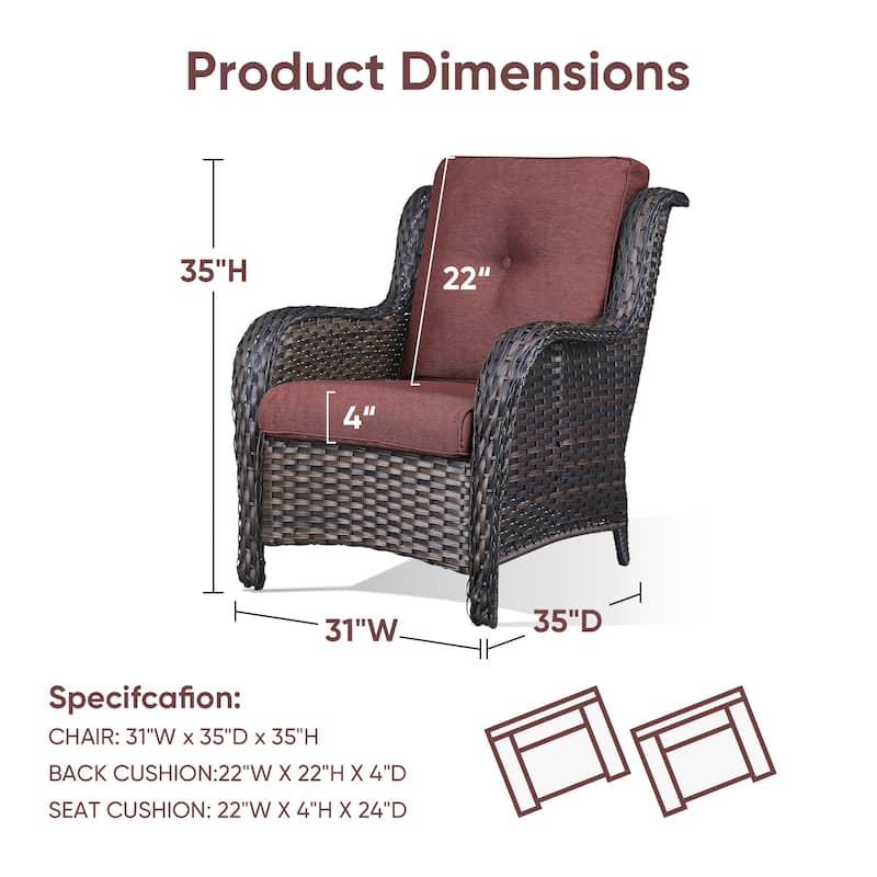 Gymojoy Outdoor Chairs with Ottoman Set of 4