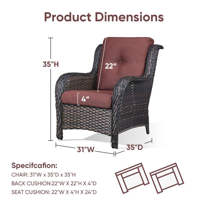 Gymojoy Outdoor Sofa Chair Ottoman Seating with Cushions