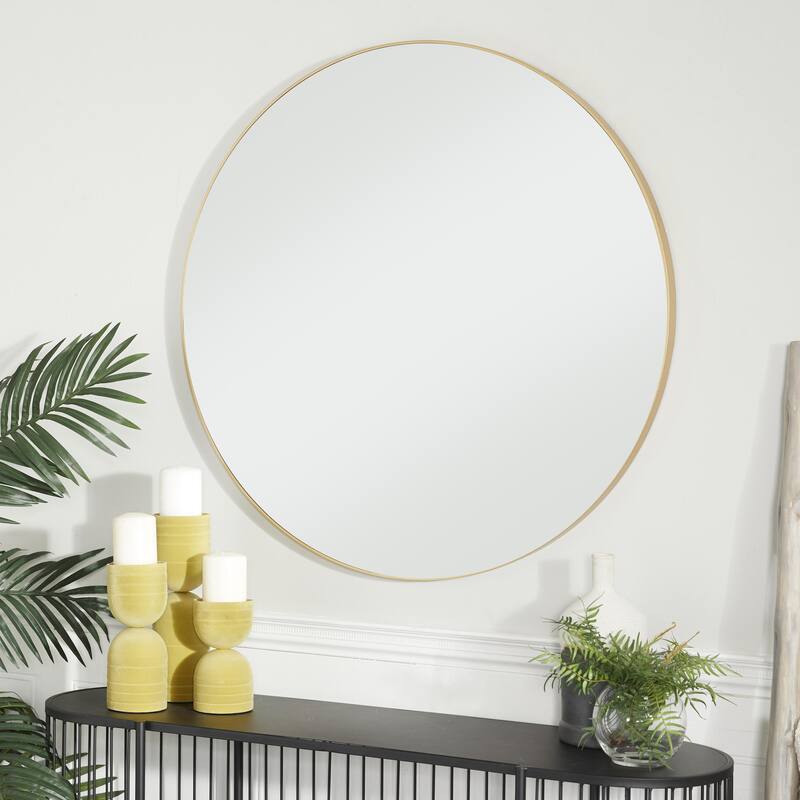 Black, White or Gold Wood Wall Mirror with Thin Frame - Gold - 36"W, 36"H