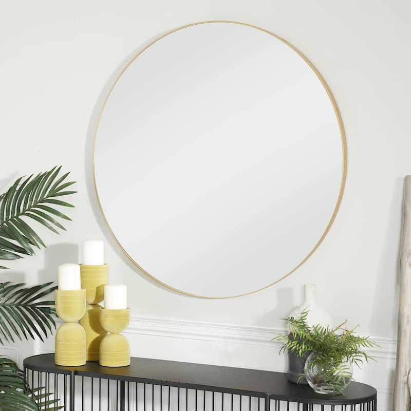 Wooden Wall Mirror with Thin Frame - Gold - Roche River Decor