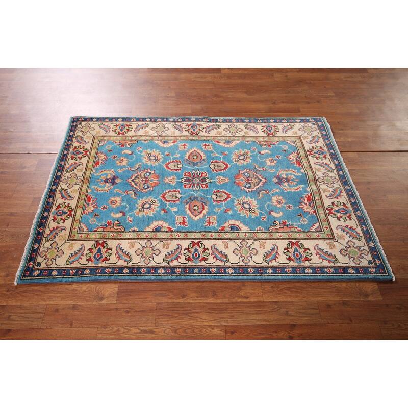 Blue Oushak Oriental Accent Rug Hand-Knotted Wool Carpet - 3'3" x 4'9"