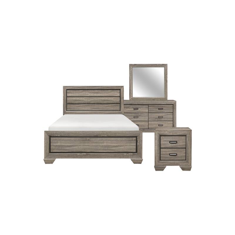 Valli 3 Piece Light Elm Modern Rustic Panel Bedroom Set