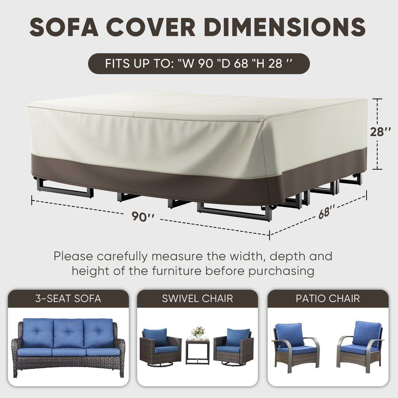 Pocassy Outdoor Sofa Chair Cover Heavy-Duty Waterproof Anti-UV Furniture Protector