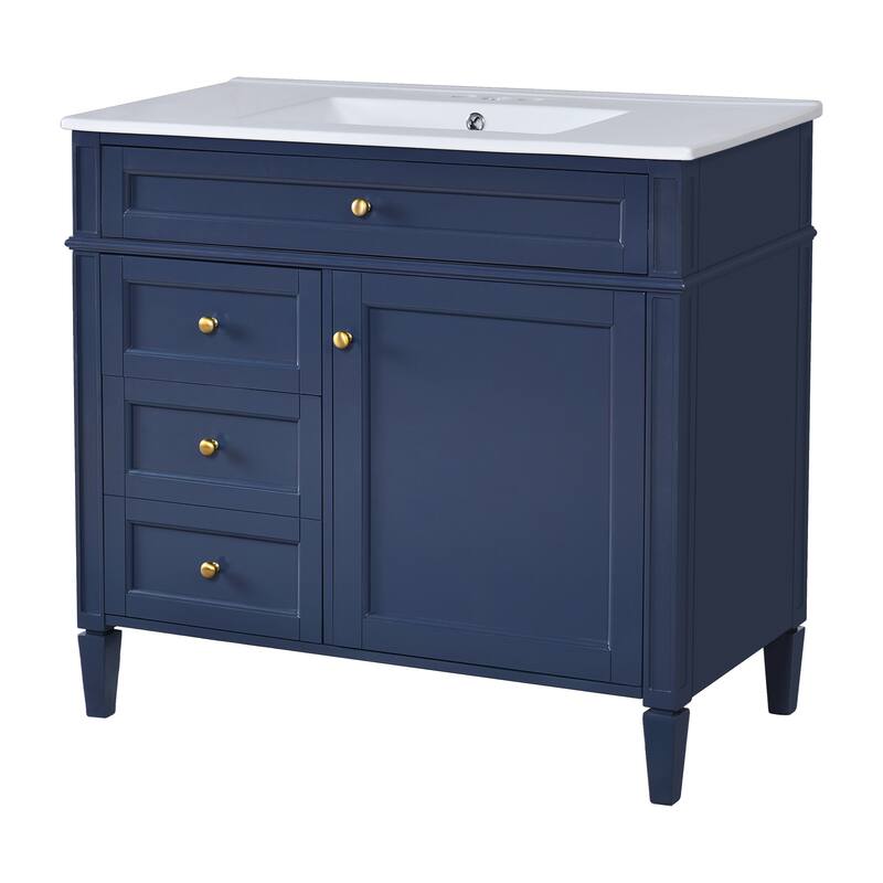 30/36 inches Freestanding Bathroom Vanity Set with Integrated Sink and Drawers