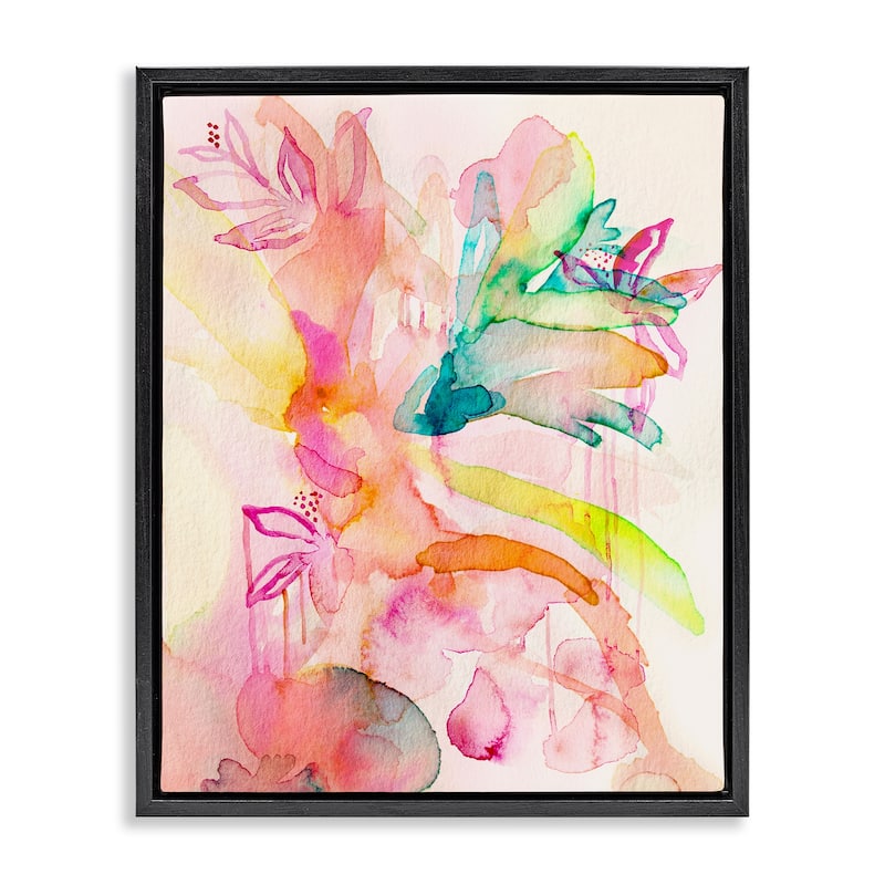 Stupell Watercolor Island Florals Framed Floater Canvas Wall Art Design By Gemma Bardot - 25 x 31 - Black
