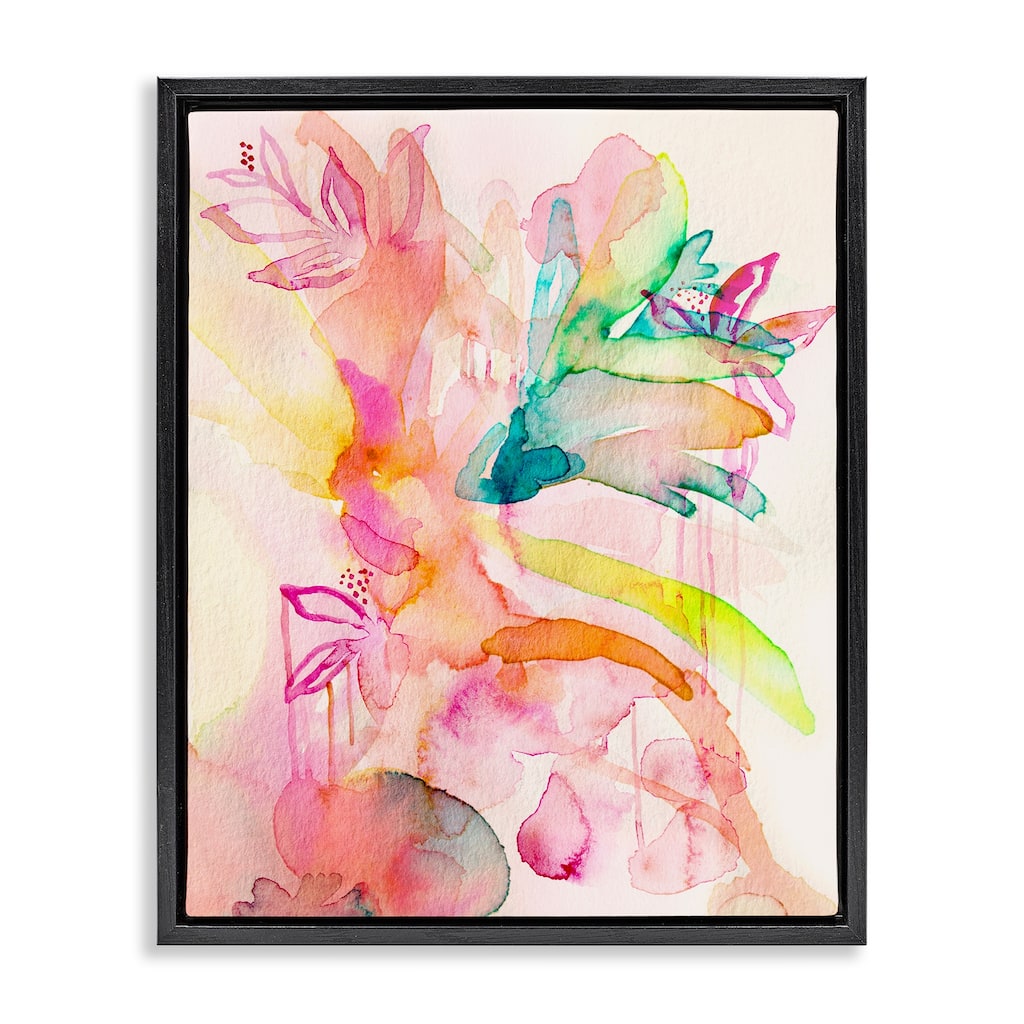 Stupell Watercolor Island Florals Framed Floater Canvas Wall Art Design By Gemma Bardot