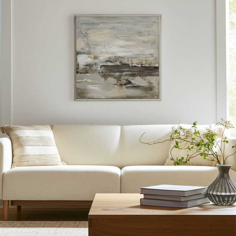 Canvas Art Print Wood Frame Abstract Textured Design - 40" Multi