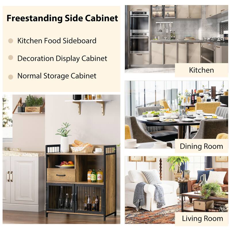 Costway Buffet Server Sideboard Kitchen Storage Cabinet w/ Drawer &