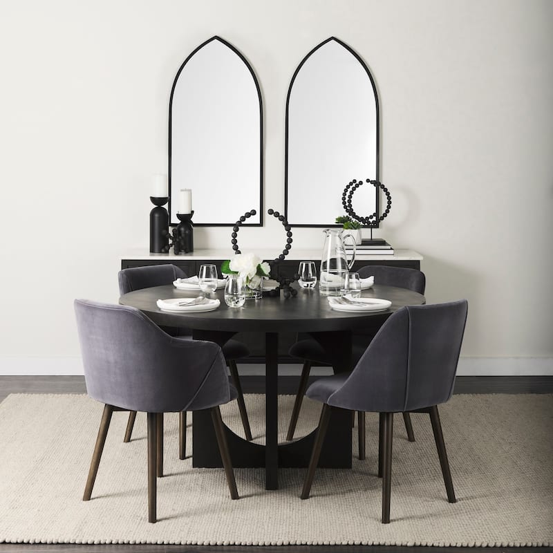 Giovanna Gold Metal Frame Ogee Arch Rectangular Wall Mirror (49" x 24")