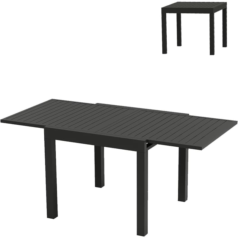 Patio Extendable Dining Table for 4-6,Aluminum Outdoor Dining Table 31.5-63 for Backyard Porch, Deck