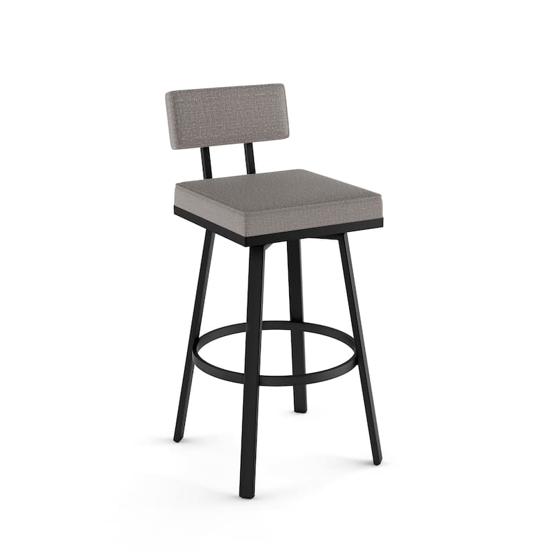 Amisco Staten Swivel Counter & Bar Stool - Silver Grey Polyester / Black Metal - Counter Height