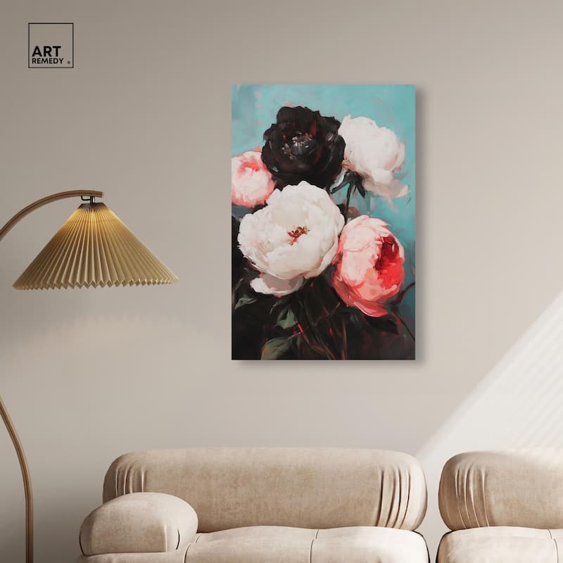 Three Shades of Peony III Canvas by Art Remedy, Gallery Wrapped