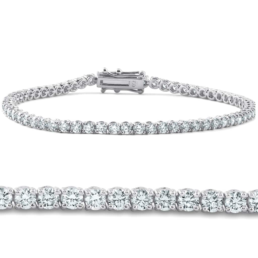 4 Carat TW Round Cut Diamond Tennis Bracelet White Gold Lab Grown