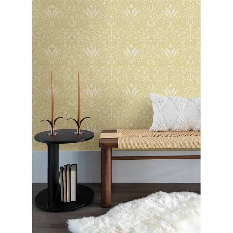 A-Street Prints Mara Yellow Tulip Ogee Wallpaper