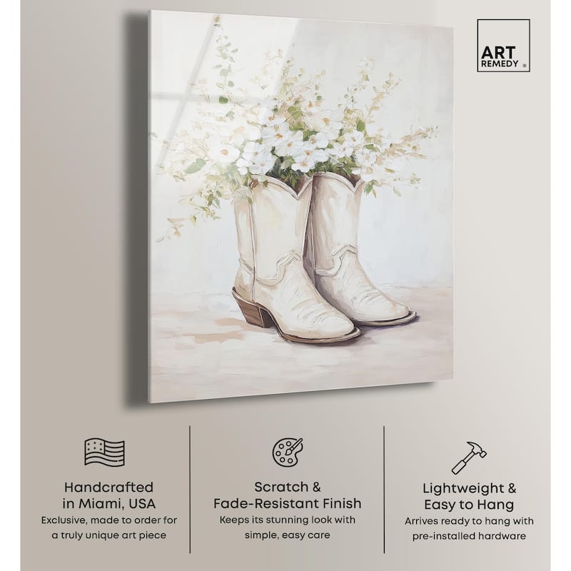 Prairie Bloom Boots Acrylic by Art Remedy, Ready to Hang