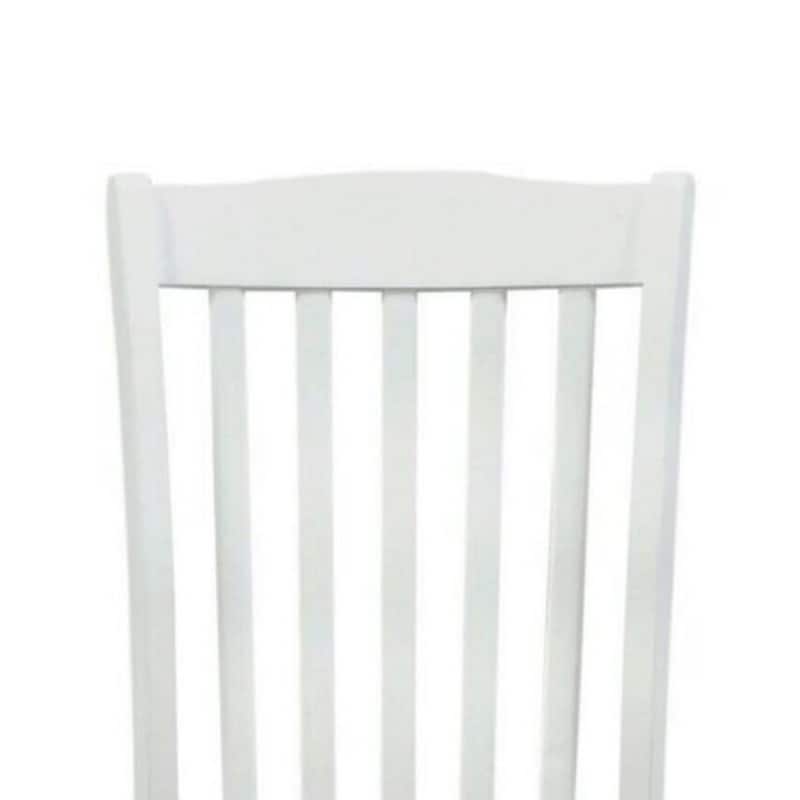 22 Inch Solid Wood Side Chair, Classic, Slatted, Set of 2, White, Brown