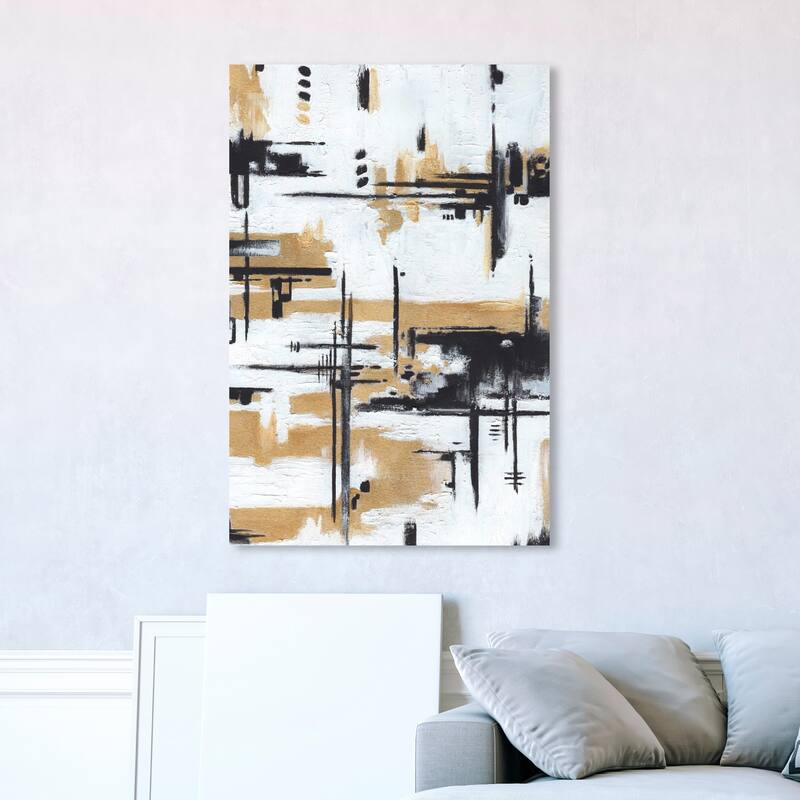 Wynwood Studio Abstract Puzzling I Gold and Pastel Gold Modern & Contemporary Wall Art Canvas Print