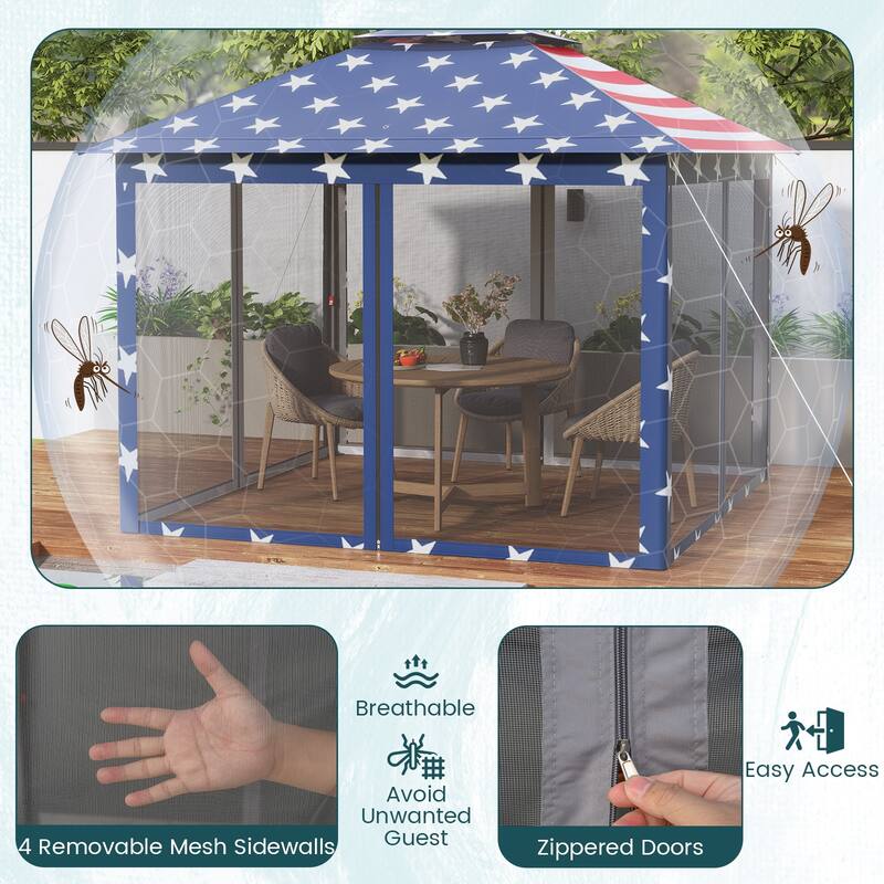 Gymax 11 ft x 11 ft Pop up Gazebo w/Mesh Netting Sidewalls Vented Top