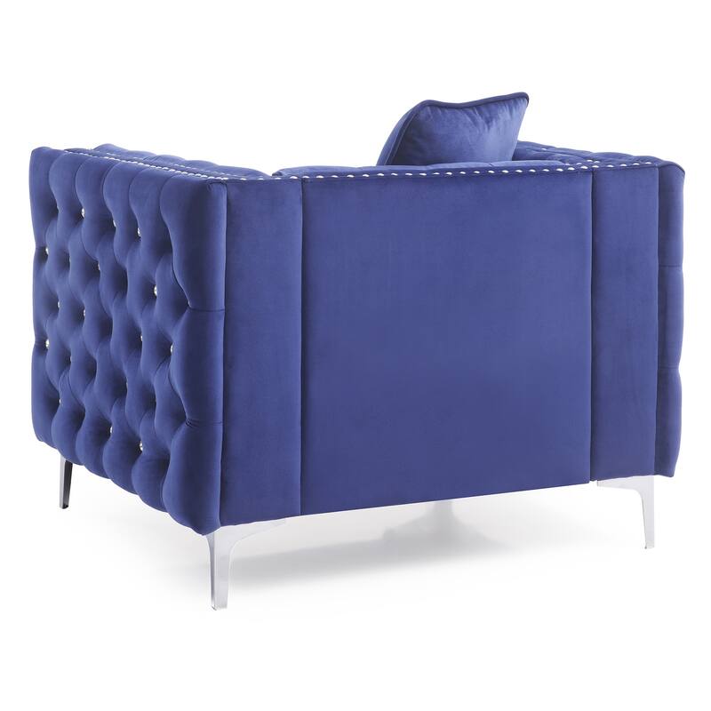 Passion Furniture Paige Home Collection Blue Accent Chair - 40"L x 34"W x 30"H