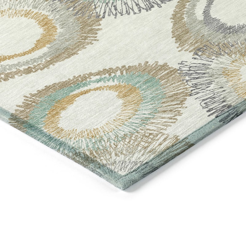 Machine Washable Indoor/ Outdoor Modern Spikey Chantille Rug
