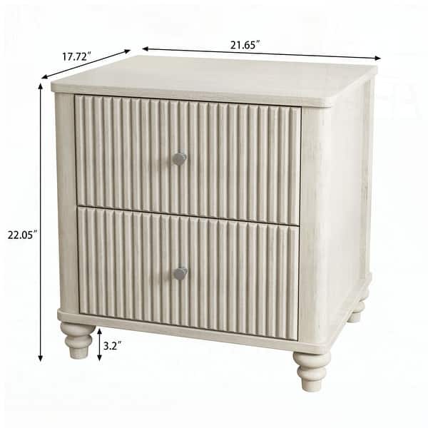 dimension image slide 8 of 10, Wood NightStand with Metal Handle