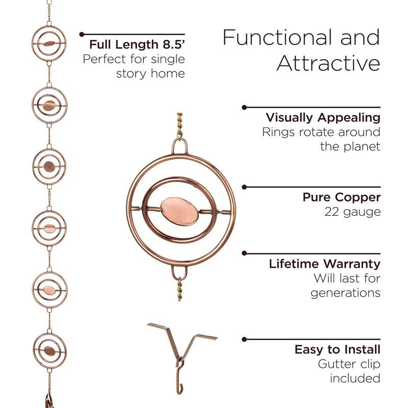 Stellar Pure Copper 8.5 ft. Rain Chain by Good Directions - Image 3