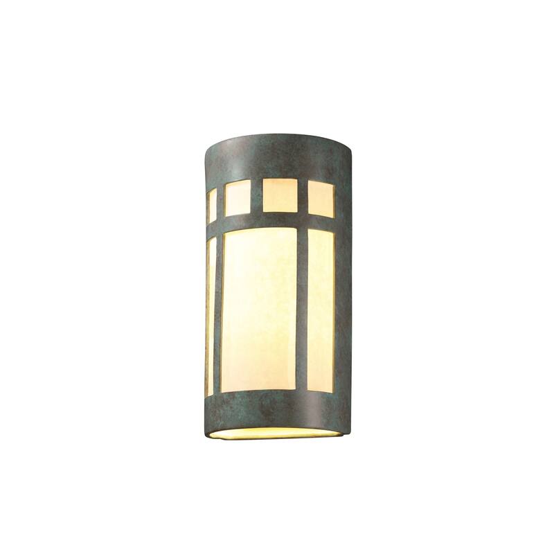 Justice Design Ambiance Verde Patina Really Big Prairie Window Wall Sconce
