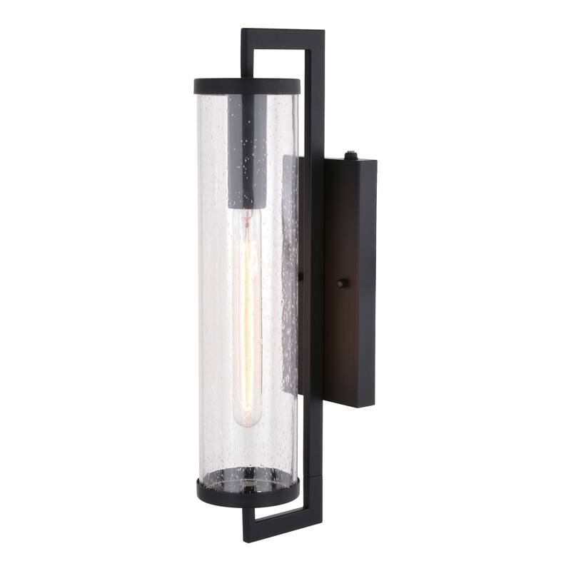 Bellevue Carmen 20" Tall Outdoor Wall Sconce with Seedy Glass Shade - Matte Black