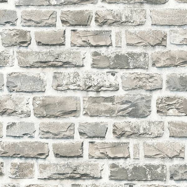 slide 2 of 15, Galerie Wallcoverings Bricks and More Collection Stone Brick Matte Finish Vinyl on Non-woven Wallpaper Roll 33-feet long x 21-inches wide - Whitewash
