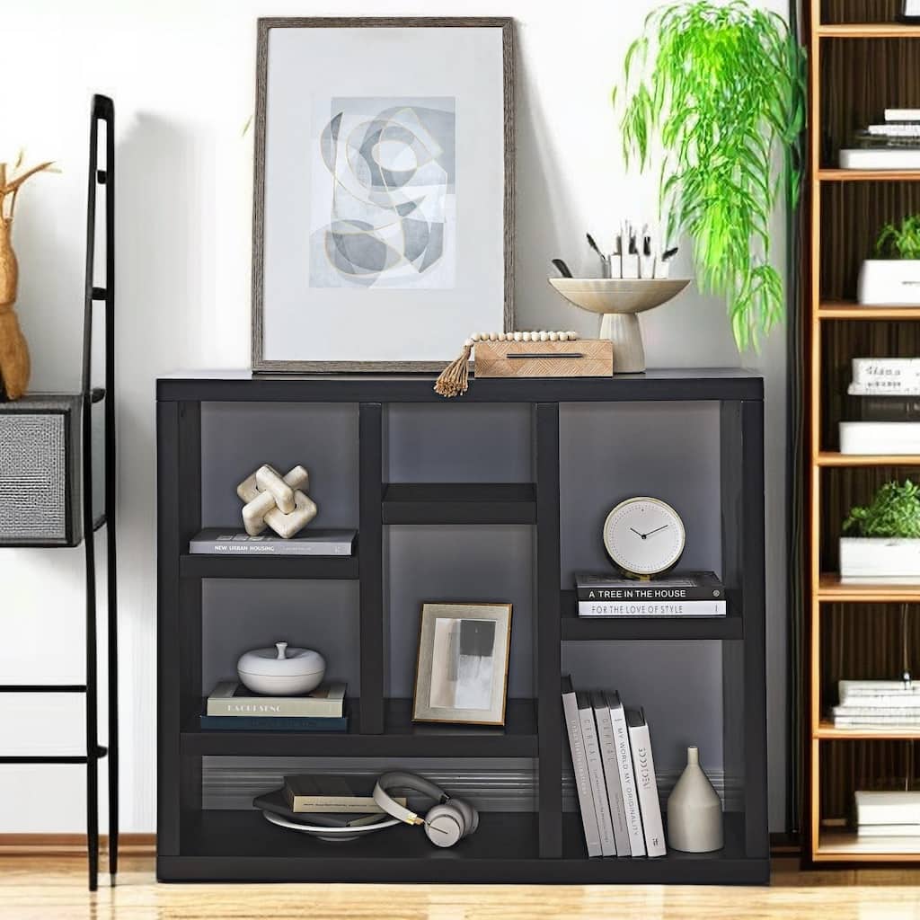 3-Tier Wood Bookcase,Bookshelf with Storage Shelves