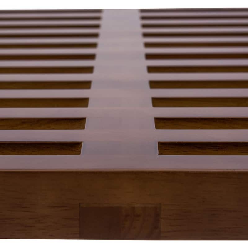 Leisuremod 5-foot Wide Slatted Platform Bench With Rubberwood Frame And Beech Wood Legs Slatted Design Inwood Collection In Black