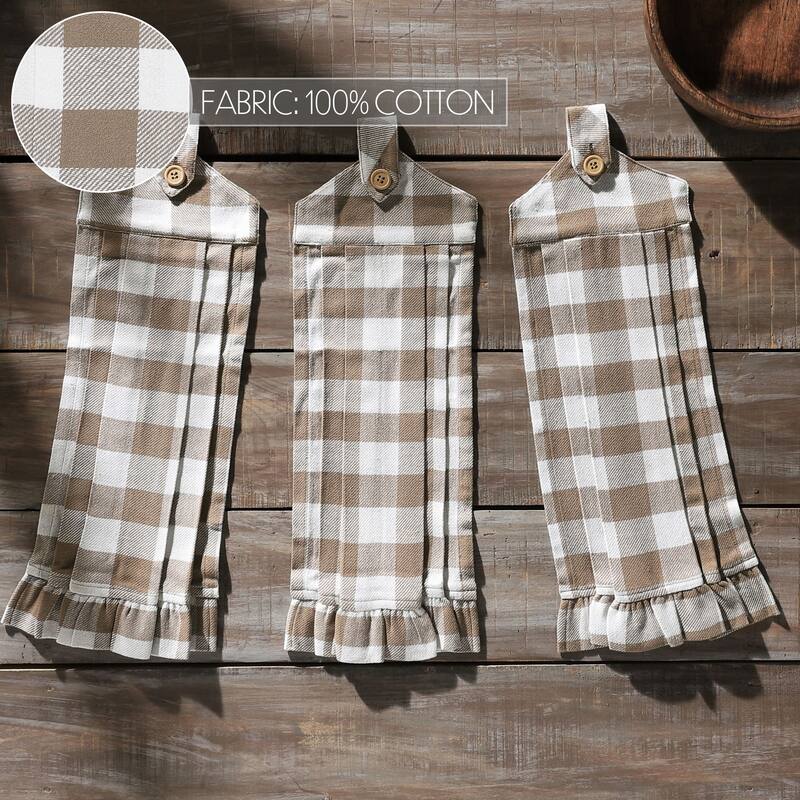 Annie Buffalo Check Black Button Loop Tea Towel Set of 3 - Brown