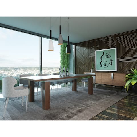 Modrest Maxi Modern Walnut & Stainless Steel Dining Table