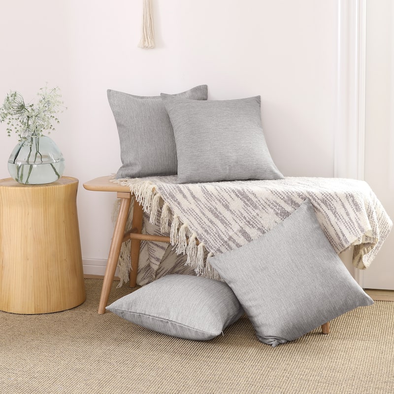 Deconovo 4-Pack Faux Linen Throw Pillow Covers with Hidden Zipper - 16x16 Inch - Warm Gray