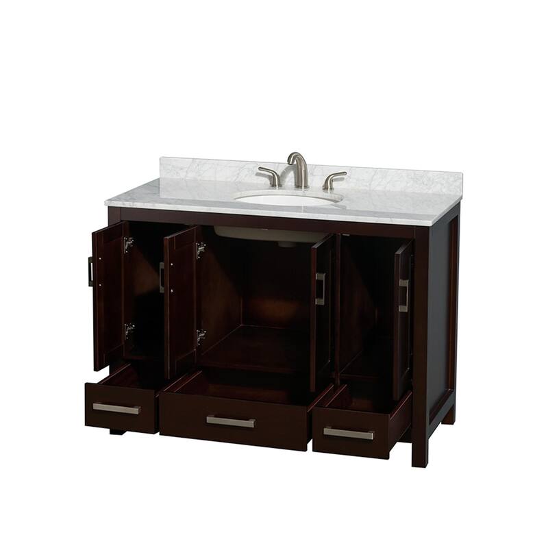 Wyndham Collection Sheffield 48" Freestanding Vanity Set with Hardwood