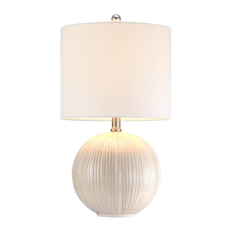 Ceramic White Lamp with White Drum Shade - 19 in. H