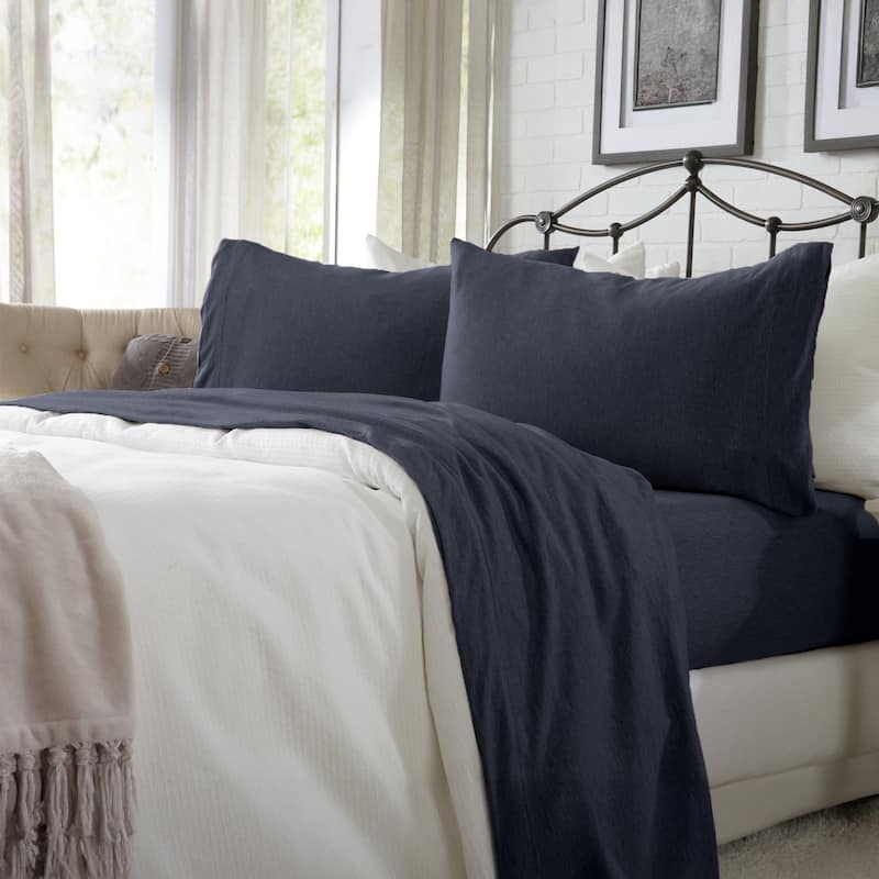 Linery & Co. Heathered Melange Cotton Jersey Knit Sheet Set