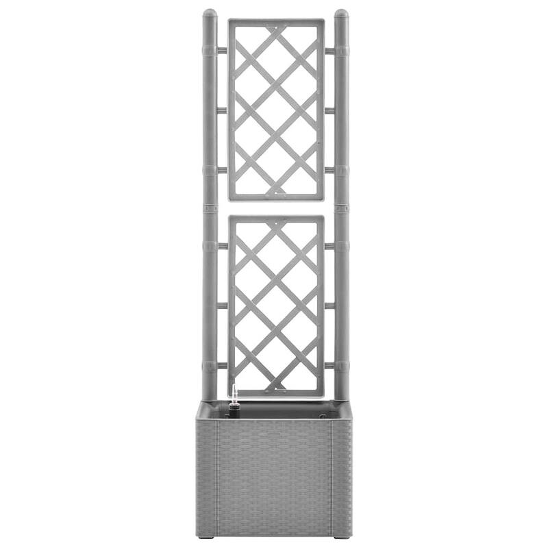 vidaXL Planter Trellis Raised Flower Bed Self Watering System Rattan Look - 16.9" x 16.9" x 55.9"/ 1