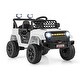 preview thumbnail 1 of 45, 12V Ride On Car for Kids with LED Lights and Safety Features - 37" x 24.5" x 25.5" White