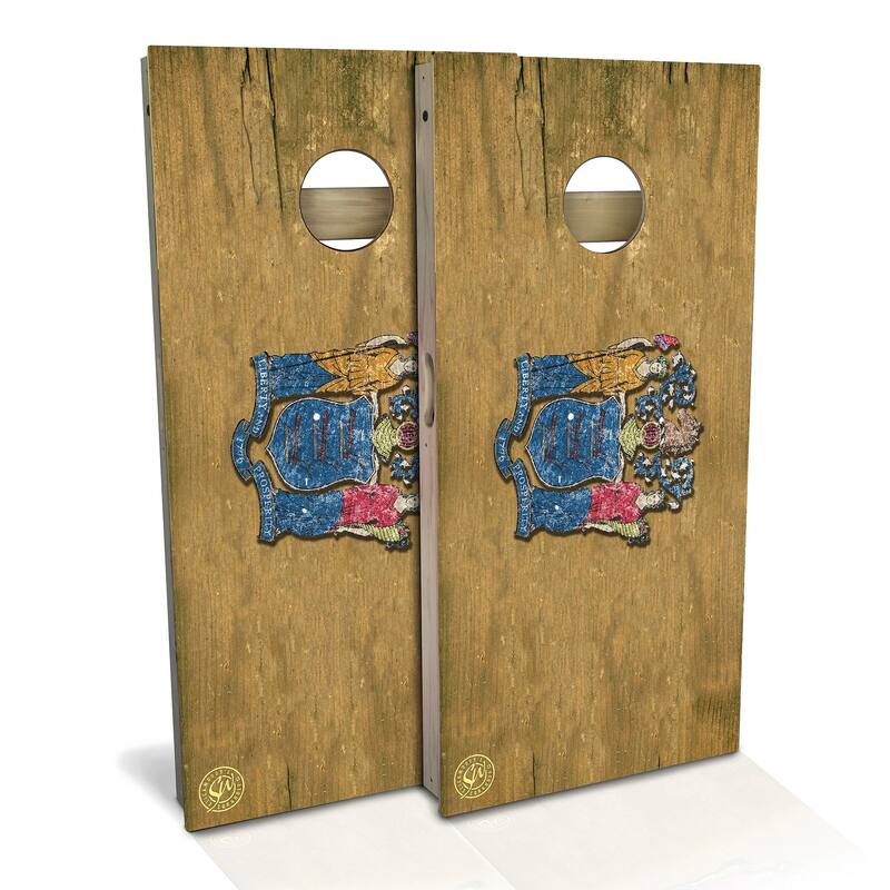 New Jersey Flag Outdoor Cornhole Board Set - Backyard 2x4 - Include Carrying Case