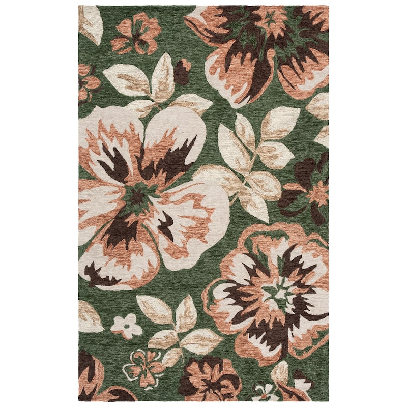 SAFAVIEH Handmade Jardin Florinka Floral Wool Rug - Green/Pink - 4' x 6'