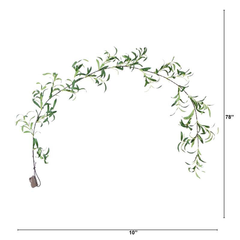 Pre-Lit Olive Artificial Christmas Garland - 6.5' x 10" - Warm White Lights