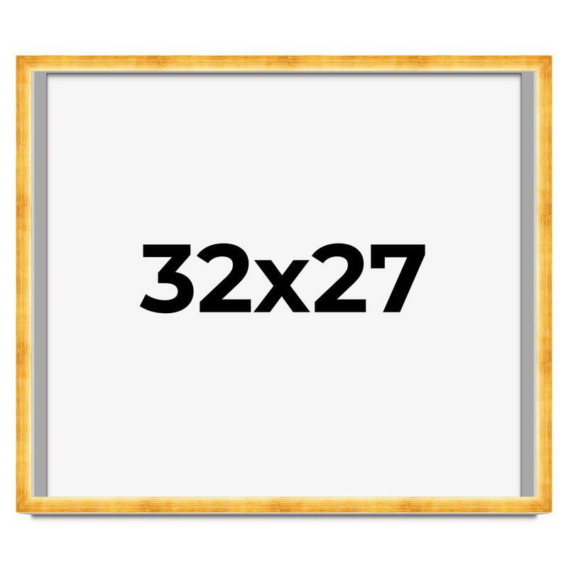 32x27 Shadow Box Frame Gold | 1.625 Inches Deep Real Wood Traditional