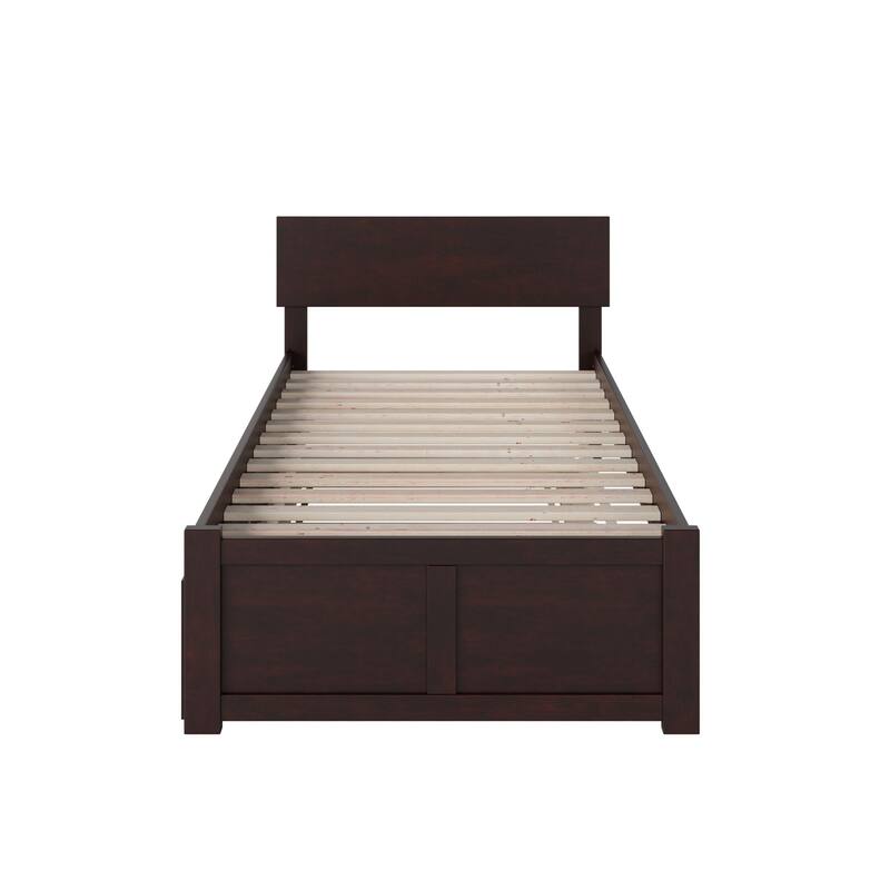 AFI Orlando Platform Bed with Footboard & Twin XL Trundle